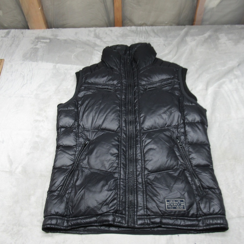 Diesel Warbo Vest Womens Medium Black Quilted Full Zip‎ Stand Collar Puffer Y2K